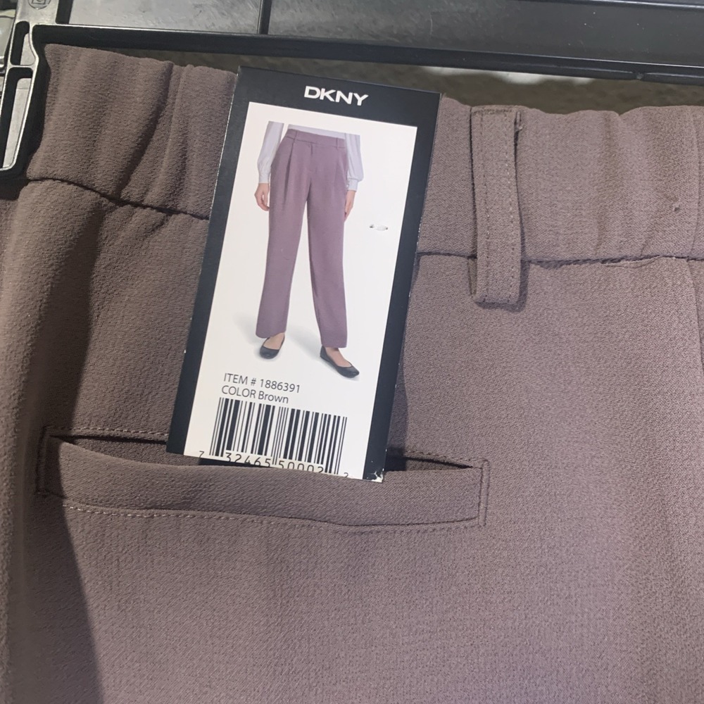 NEW DKNY Women's High Rise Wide Leg Dress Style Career Pants Size 10 Brown - Picture 2 of 7